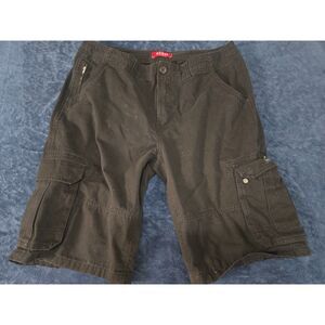 GUESS Men’s Black Cargo Shorts Size 34 Cotton Utility Zip Pockets